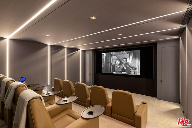 home theater featuring carpet floors