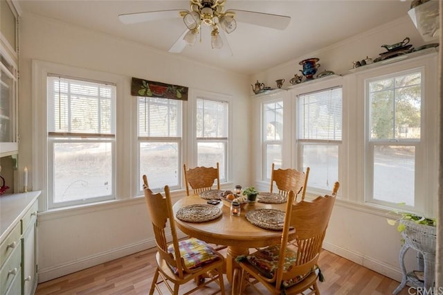 sunroom / solarium featuring ceiling fan