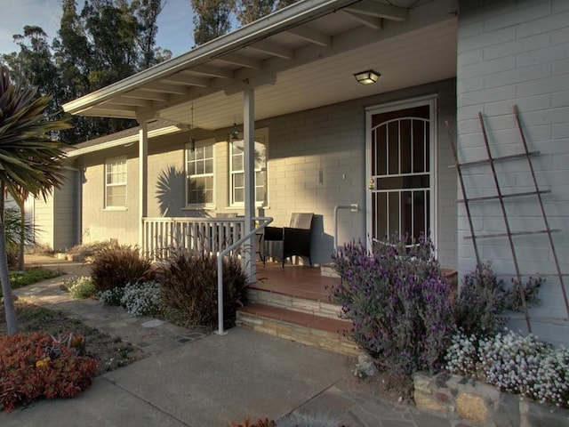 doorway to property featuring covered porch