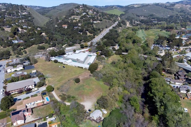 bird's eye view with a mountain view