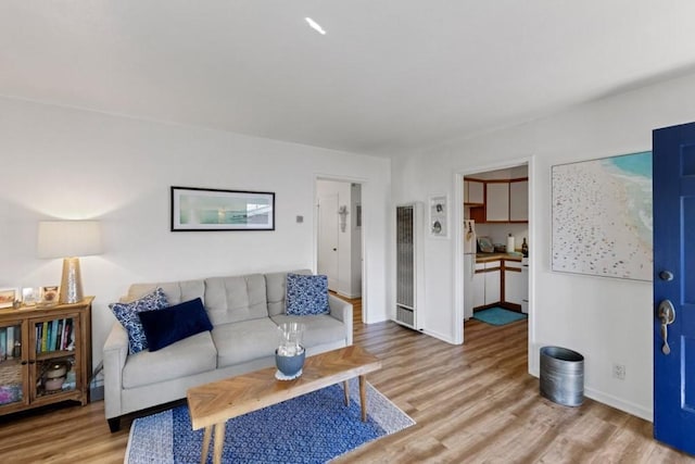 living room with light hardwood / wood-style flooring