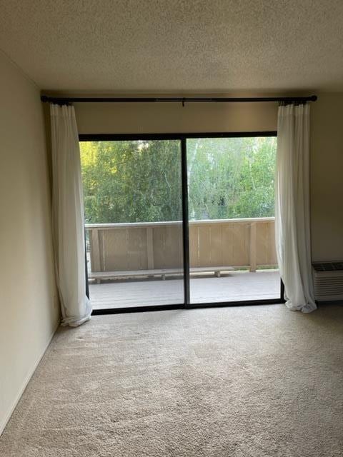 unfurnished room with light carpet and a textured ceiling