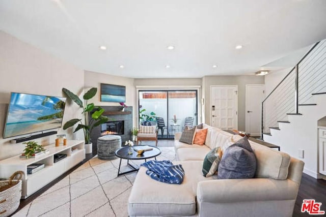 view of tiled living room