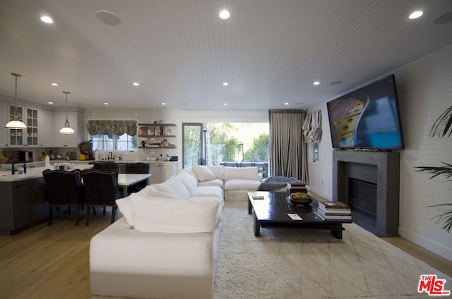 living room featuring light wood-type flooring