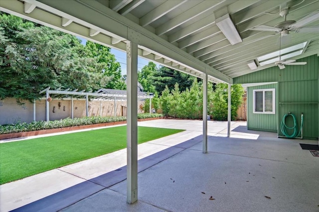 view of patio / terrace featuring ceiling fan