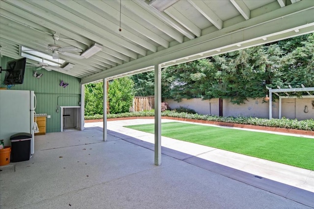 view of patio / terrace with ceiling fan