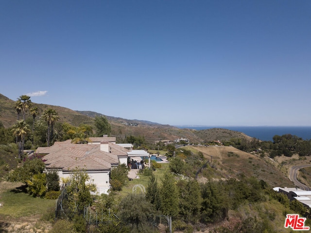 aerial view with a mountain view