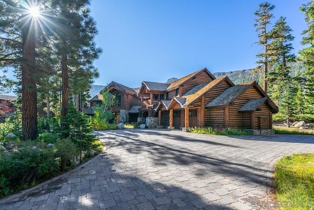 view of log cabin