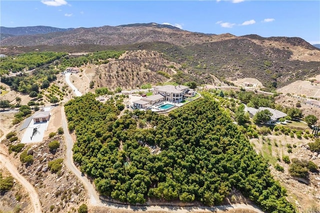 bird's eye view with a mountain view