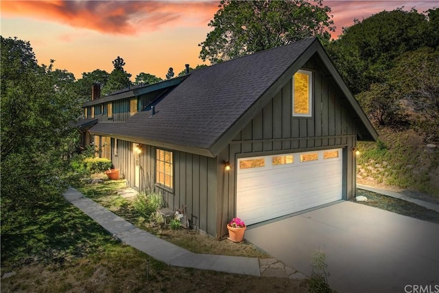 view of front of property with a garage