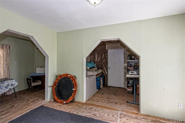 interior space with light hardwood / wood-style floors