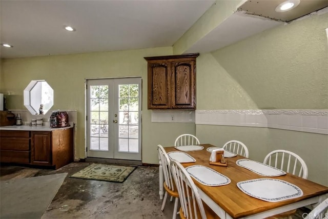 dining space with french doors