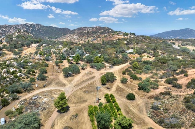 birds eye view of property with a mountain view