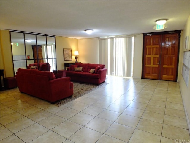 view of tiled living room