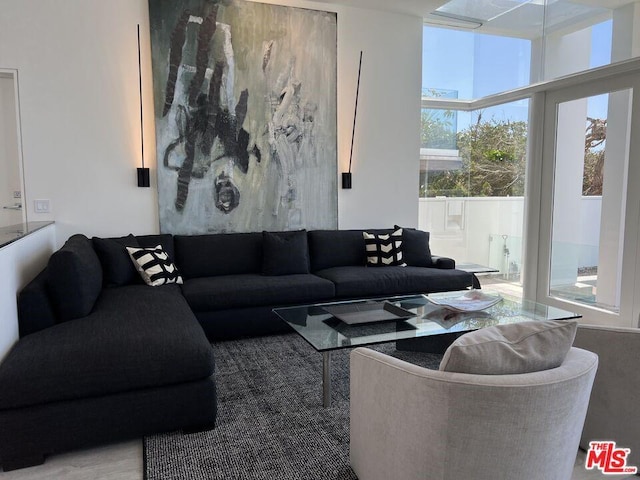 living room featuring dark hardwood / wood-style flooring