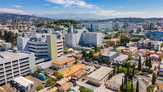 birds eye view of property featuring a mountain view