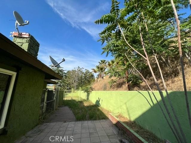 view of yard featuring a patio area and a fenced backyard