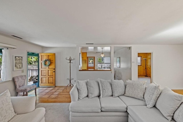 living room with light carpet