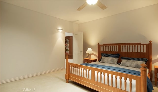 bedroom with carpet flooring and ceiling fan