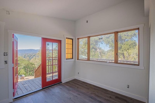 doorway featuring dark hardwood / wood-style flooring