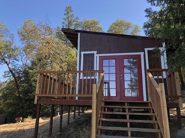 view of outdoor structure featuring french doors