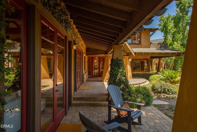 view of patio featuring french doors