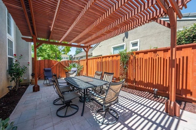 view of patio / terrace featuring a pergola