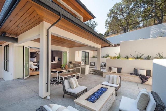 view of patio with an outdoor living space