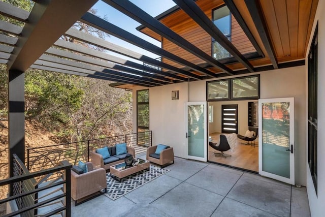 view of terrace featuring an outdoor hangout area