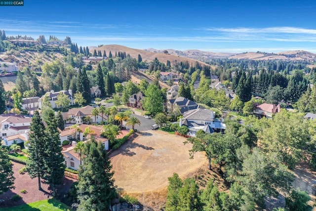 birds eye view of property with a mountain view