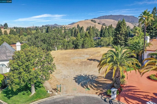 bird's eye view with a mountain view