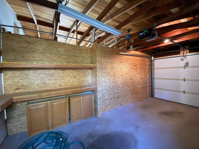 garage with a garage door opener