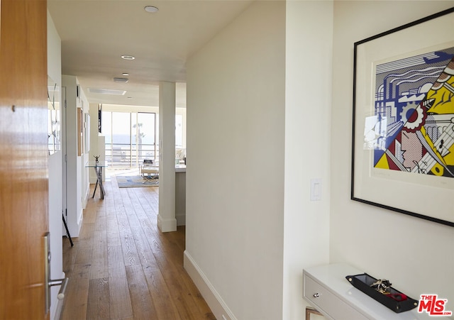 hall with light hardwood / wood-style flooring