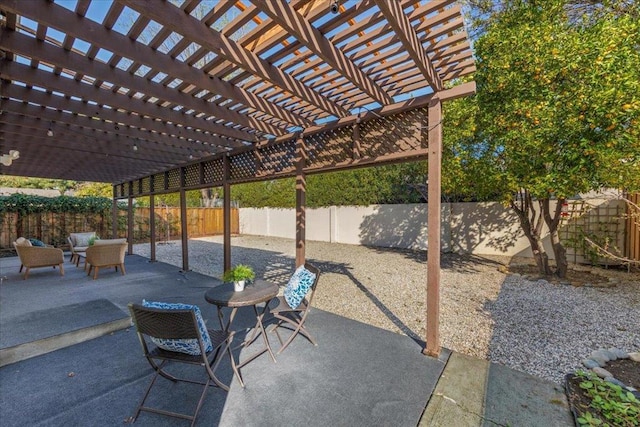 view of terrace with a pergola