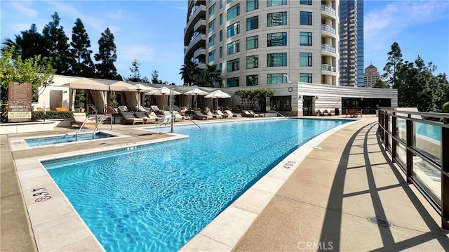 view of pool with a patio area