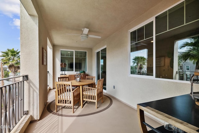 balcony with ceiling fan