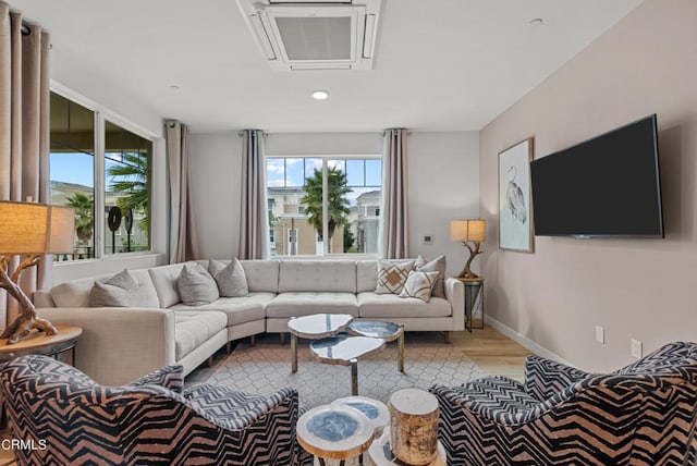 living room featuring light hardwood / wood-style floors