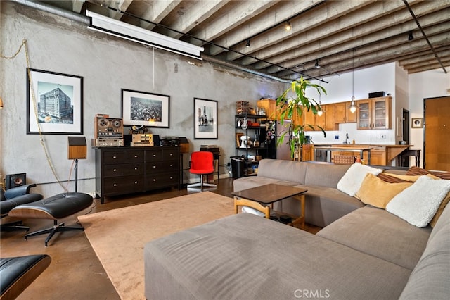 living room with sink