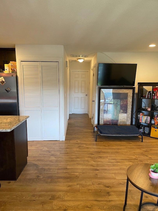 living room with light wood-type flooring