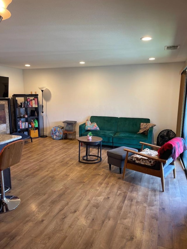 living room with wood-type flooring