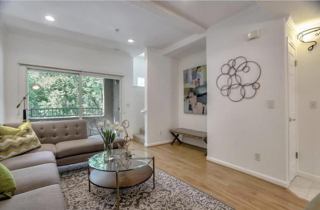 living room with wood-type flooring