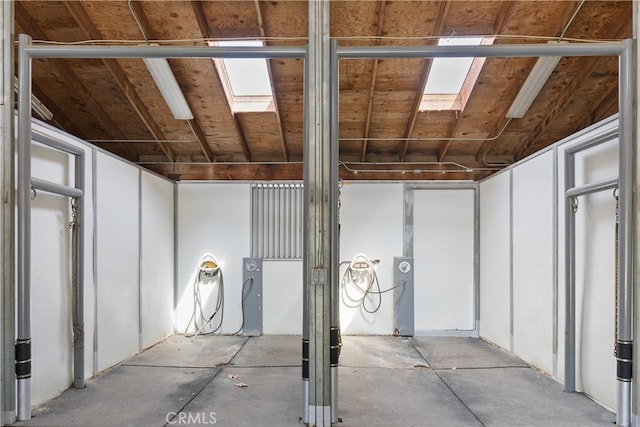 storage room featuring a skylight