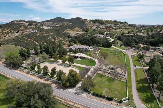 bird's eye view with a mountain view