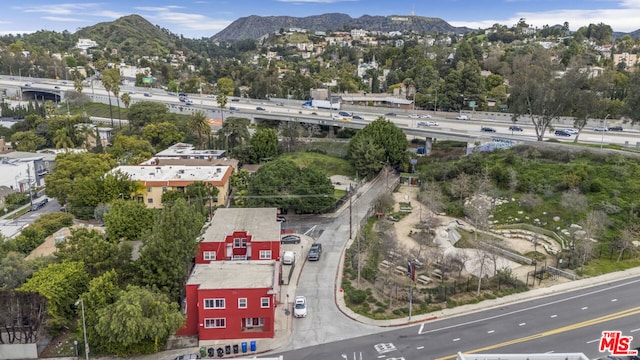 bird's eye view with a mountain view