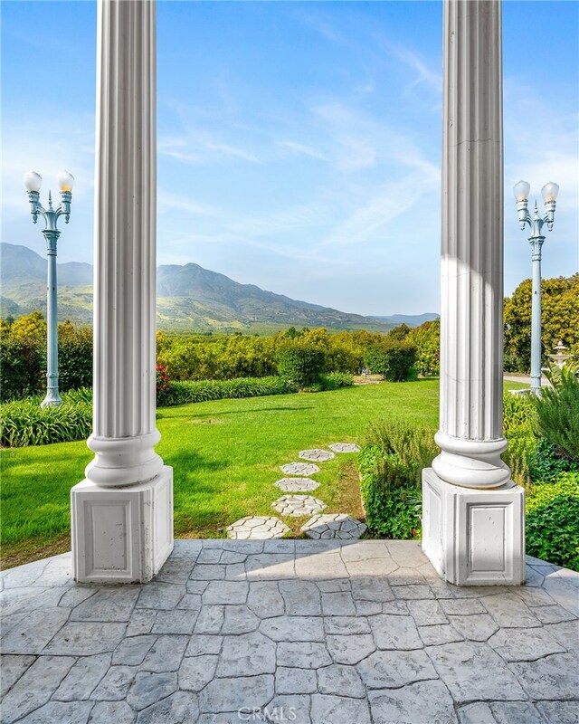 exterior space with a mountain view