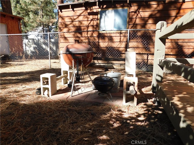 view of terrace with area for grilling