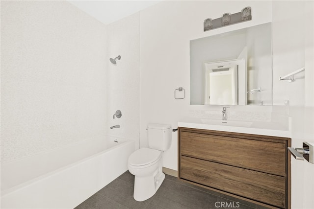 full bathroom with toilet, tile flooring, shower / bathing tub combination, and vanity