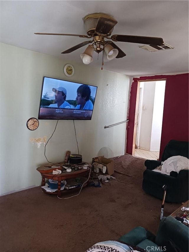 477 County Line Rd, Calimesa, CA 92320 - living area featuring carpet and ceiling fan