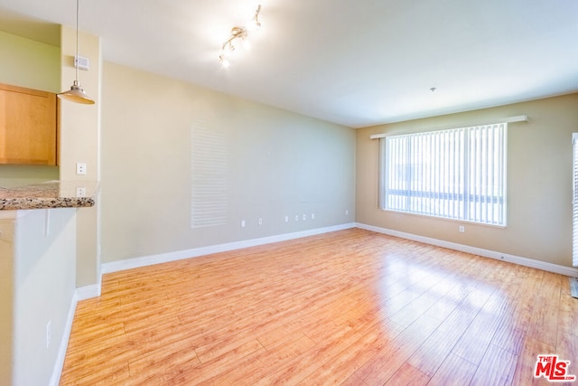 spare room featuring light wood-type flooring