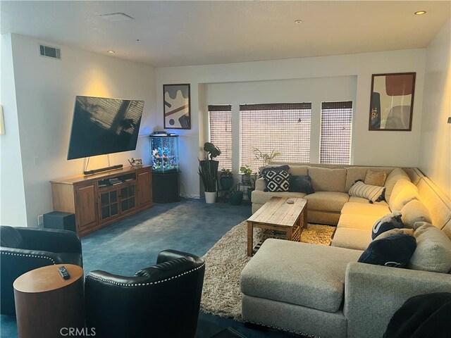 living room featuring carpet floors